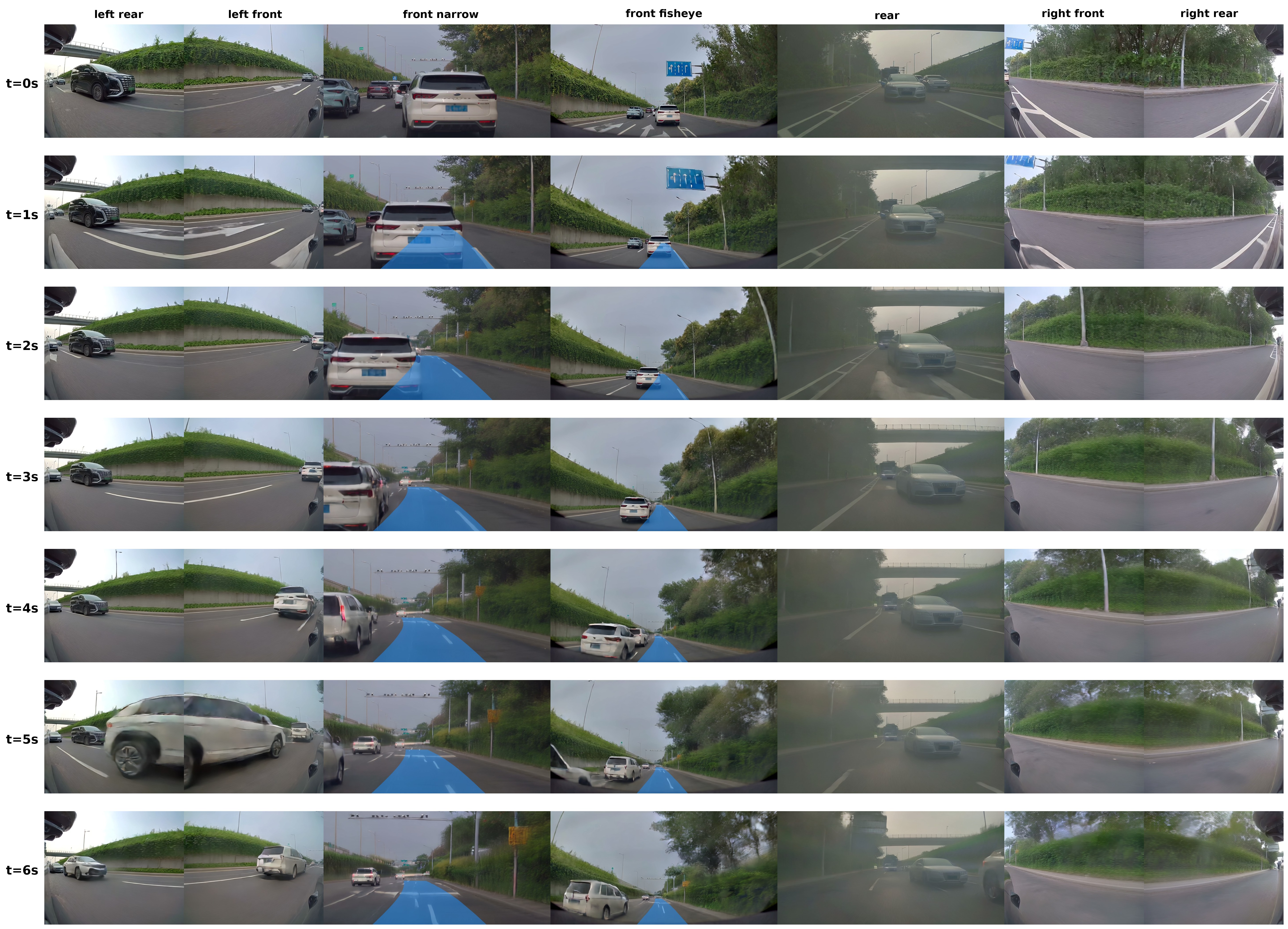 Vision Renderer 6-second rollout across seven cameras